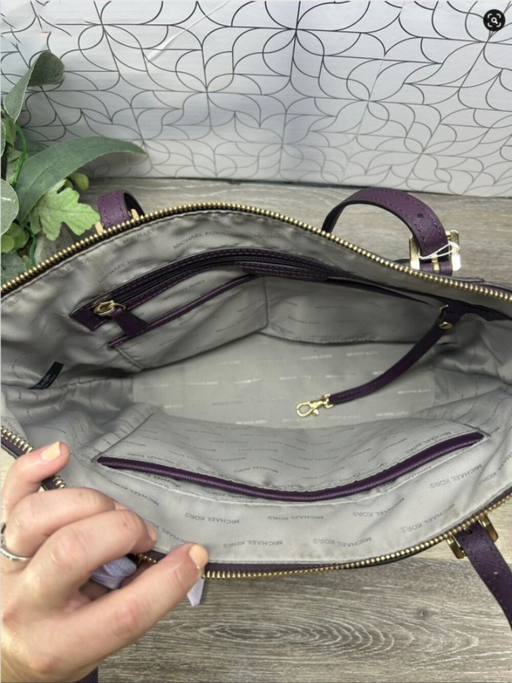 Michael Kors Charlotte Plum Saffiano Leather Tote with Wallet Set - Picture 7 of 10